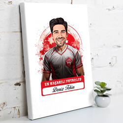 Karikatürlü En Başarılı Erkek Futbolcu Kanvas Tablo - 1