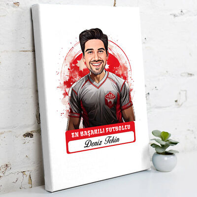 Karikatürlü En Başarılı Erkek Futbolcu Kanvas Tablo - 1