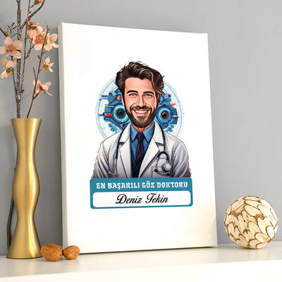 Karikatürlü En Başarılı Erkek Göz Doktoru Kanvas Tablo - 2
