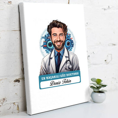Karikatürlü En Başarılı Erkek Göz Doktoru Kanvas Tablo - 1