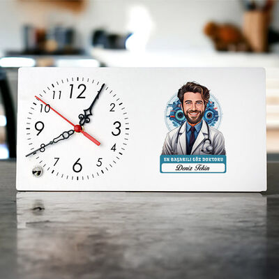 Karikatürlü En Başarılı Erkek Göz Doktoru Masa Saati - 1