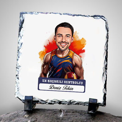 Karikatürlü En Başarılı Erkek Hentbolcu Dekoratif Taş - 1