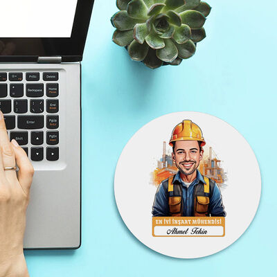 Karikatürlü En Başarılı Erkek İnşaat Mühendisi Mousepad - 2