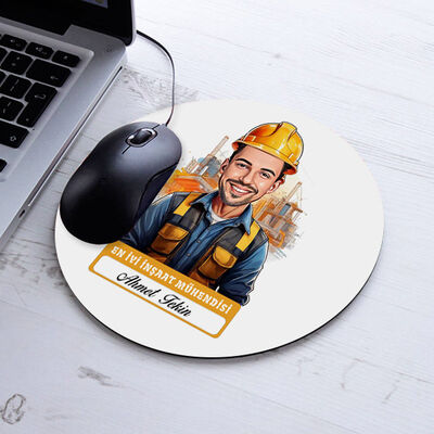 Karikatürlü En Başarılı Erkek İnşaat Mühendisi Mousepad - 1