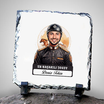 Karikatürlü En Başarılı Erkek Jokey Dekoratif Taş - 1