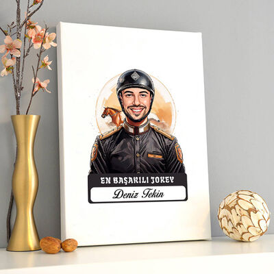 Karikatürlü En Başarılı Erkek Jokey Kanvas Tablo - 2