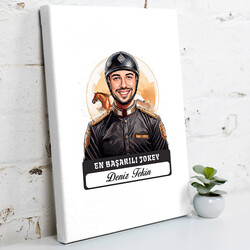 Karikatürlü En Başarılı Erkek Jokey Kanvas Tablo - 1