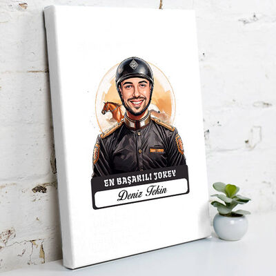Karikatürlü En Başarılı Erkek Jokey Kanvas Tablo - 1