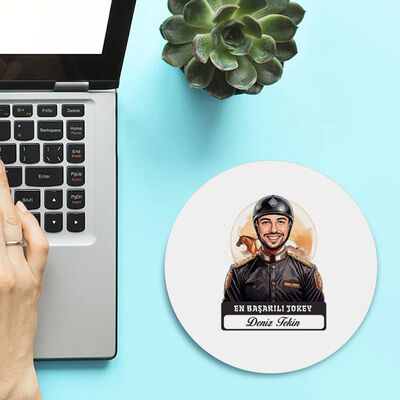 Karikatürlü En Başarılı Erkek Jokey Mousepad - 2