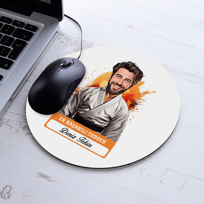 Karikatürlü En Başarılı Erkek Judocu Mousepad - 1