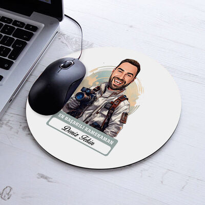 Karikatürlü En Başarılı Erkek Kameraman Mousepad - 1