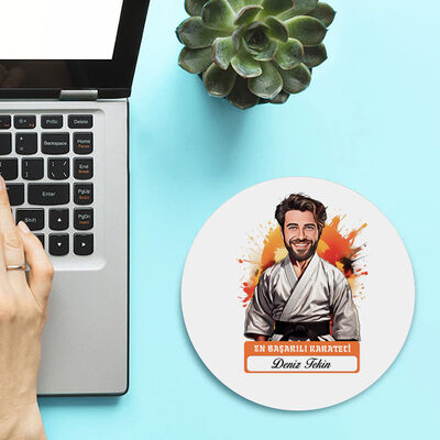 Karikatürlü En Başarılı Erkek Karateci Mousepad - 2
