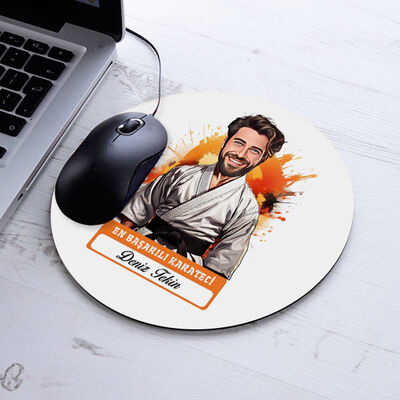 Karikatürlü En Başarılı Erkek Karateci Mousepad - 1