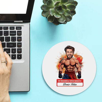 Karikatürlü En Başarılı Erkek Kick Boksçu Mousepad - 2