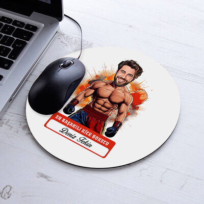 Karikatürlü En Başarılı Erkek Kick Boksçu Mousepad - 1