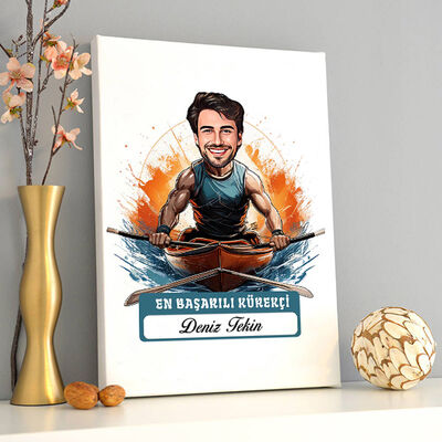 Karikatürlü En Başarılı Erkek Kürekçi Kanvas Tablo - 2