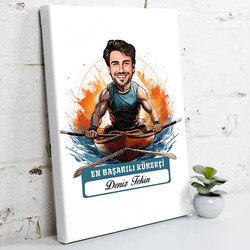 Karikatürlü En Başarılı Erkek Kürekçi Kanvas Tablo - 1
