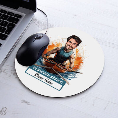 Karikatürlü En Başarılı Erkek Kürekçi Mousepad - 1