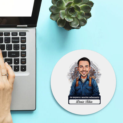 Karikatürlü En Başarılı Erkek Makine Mühendisi Mousepad - 2