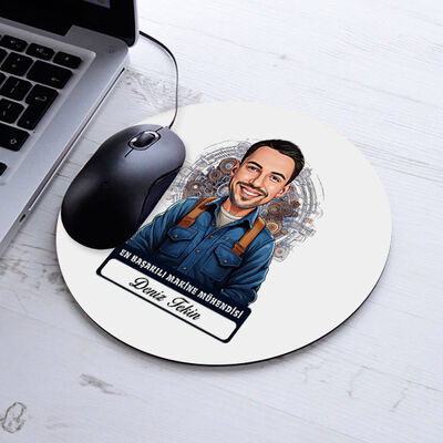 Karikatürlü En Başarılı Erkek Makine Mühendisi Mousepad - 1
