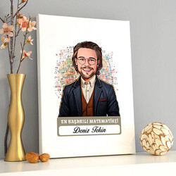 Karikatürlü En Başarılı Erkek Matematikçi Kanvas Tablo - 2