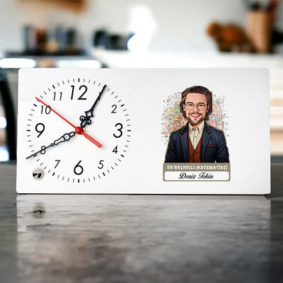 Karikatürlü En Başarılı Erkek Matematikçi Masa Saati - 1