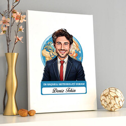 Karikatürlü En Başarılı Erkek Meteoroloji Uzmanı Kanvas Tablo - 2