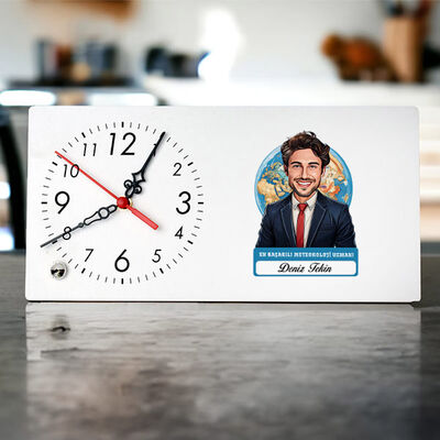 Karikatürlü En Başarılı Erkek Meteoroloji Uzmanı Masa Saati - 1