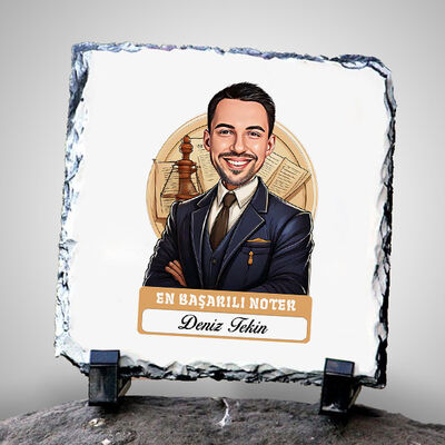 Karikatürlü En Başarılı Erkek Noter Dekoratif Taş - 1