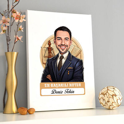 Karikatürlü En Başarılı Erkek Noter Kanvas Tablo - 2
