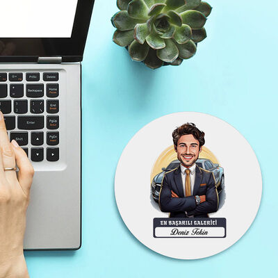 Karikatürlü En Başarılı Erkek Oto Galerici Mousepad - 2