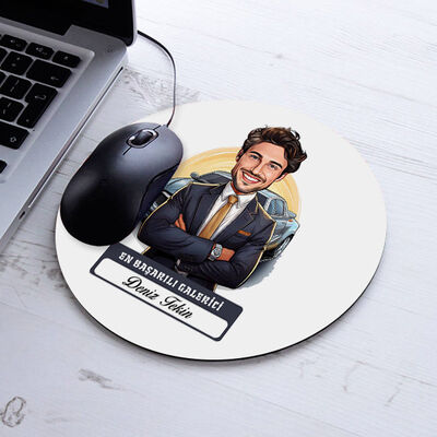 Karikatürlü En Başarılı Erkek Oto Galerici Mousepad - 1