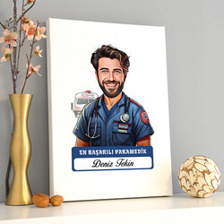 Karikatürlü En Başarılı Erkek Paramedik Kanvas Tablo - 2