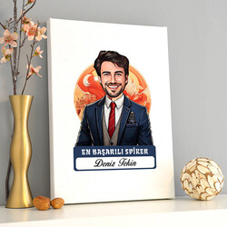 Karikatürlü En Başarılı Erkek Sipker Kanvas Tablo - 2