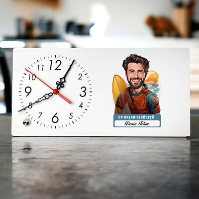 Karikatürlü En Başarılı Erkek Sörfçü Masa Saati - 1