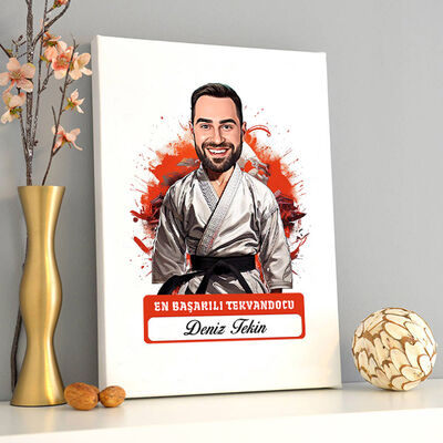 Karikatürlü En Başarılı Erkek Tekvandocu Kanvas Tablo - 2