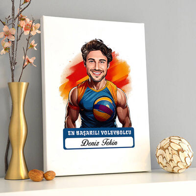 Karikatürlü En Başarılı Erkek Voleybolcu Kanvas Tablo - 2