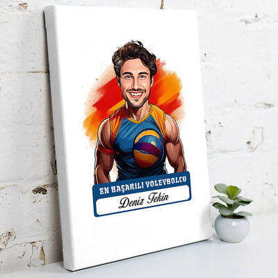 Karikatürlü En Başarılı Erkek Voleybolcu Kanvas Tablo - 1