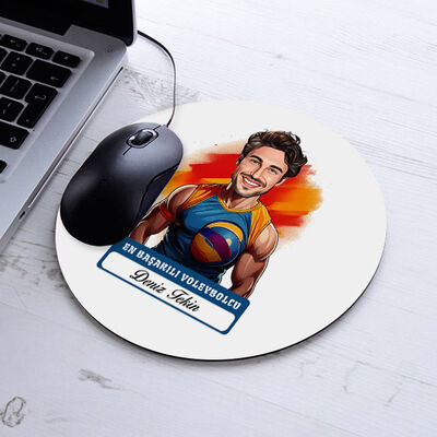 Karikatürlü En Başarılı Erkek Voleybolcu Mousepad - 1