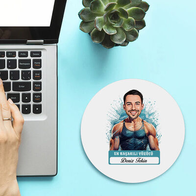 Karikatürlü En Başarılı Erkek Yüzücü Mousepad - 2