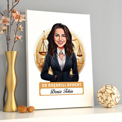 Karikatürlü En Başarılı Kadın Avukat Kanvas Tablo - 2