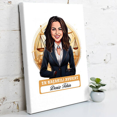 Karikatürlü En Başarılı Kadın Avukat Kanvas Tablo - 1