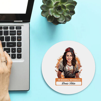 Karikatürlü En Başarılı Kadın Beyzbolcu Mousepad - 2