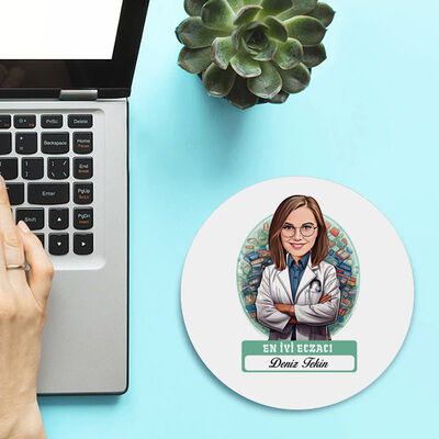 Karikatürlü En Başarılı Kadın Eczacı Mousepad - 2