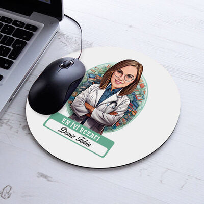 Karikatürlü En Başarılı Kadın Eczacı Mousepad - 1