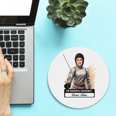 Karikatürlü En Başarılı Kadın Eskrimci Mousepad - 2