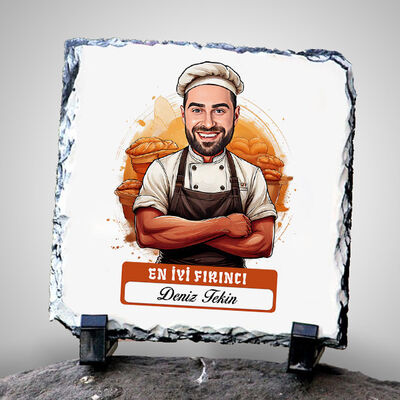 Karikatürlü En Başarılı Kadın Fırıncı Dekoratif Taş - 1
