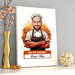 Karikatürlü En Başarılı Kadın Fırıncı Kanvas Tablo - 2