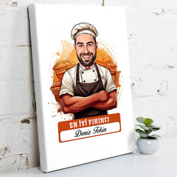 Karikatürlü En Başarılı Kadın Fırıncı Kanvas Tablo - 1