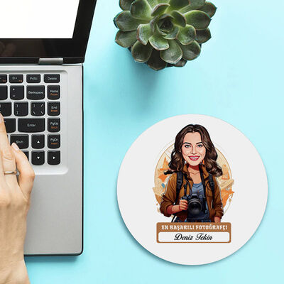 Karikatürlü En Başarılı Kadın Fotoğrafçı Mousepad - 2